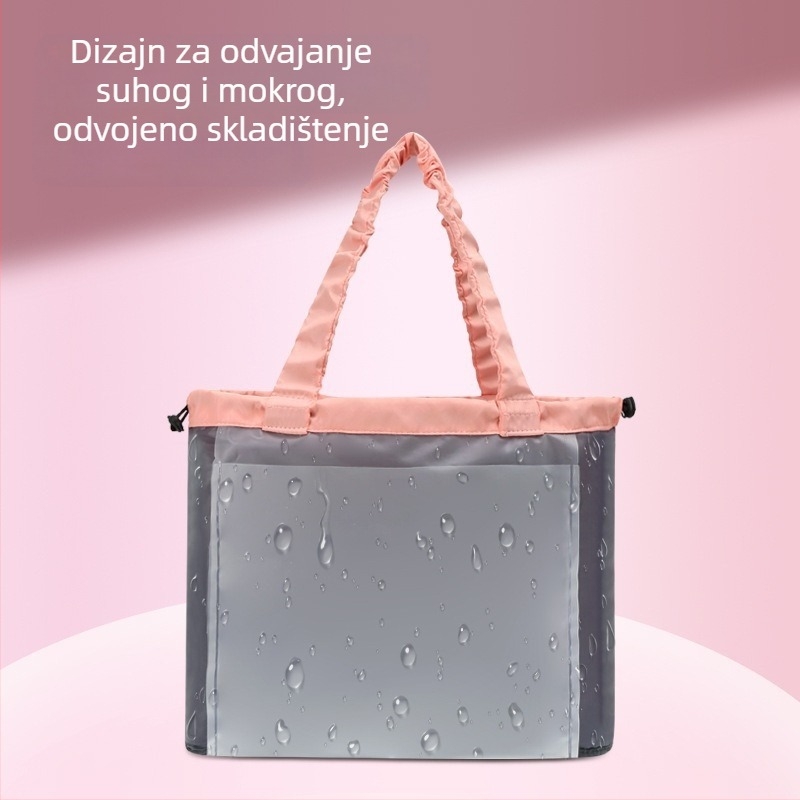 Torba za plivanje s odjeljivanjem mokro-suhu, kubični oblik, materijal memorijske pletenine, veliki model, višenamenska putna torba