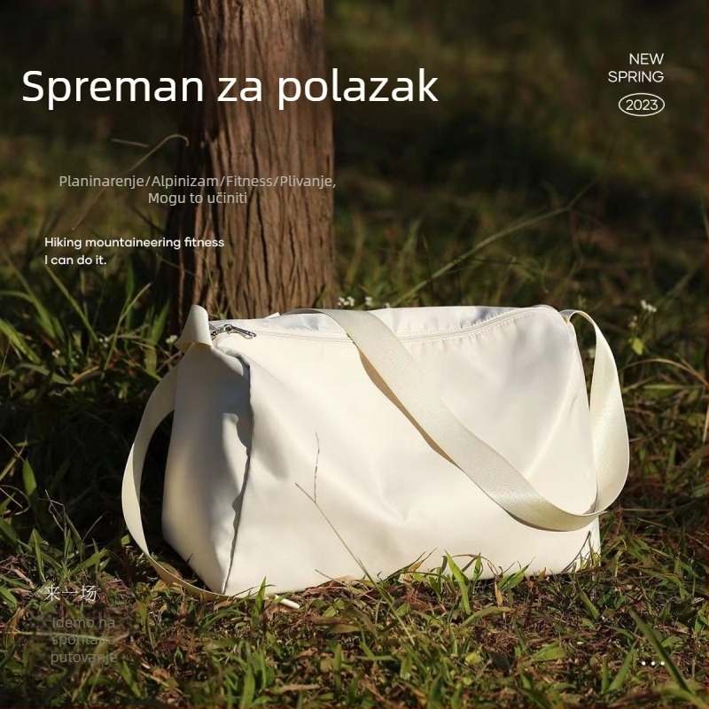 Torba za putovanje i fitness s odjeljivanjem suhih i mokrih, vodootporna, poliester, kapacitet 20–35 L, gradski minimalistički stil