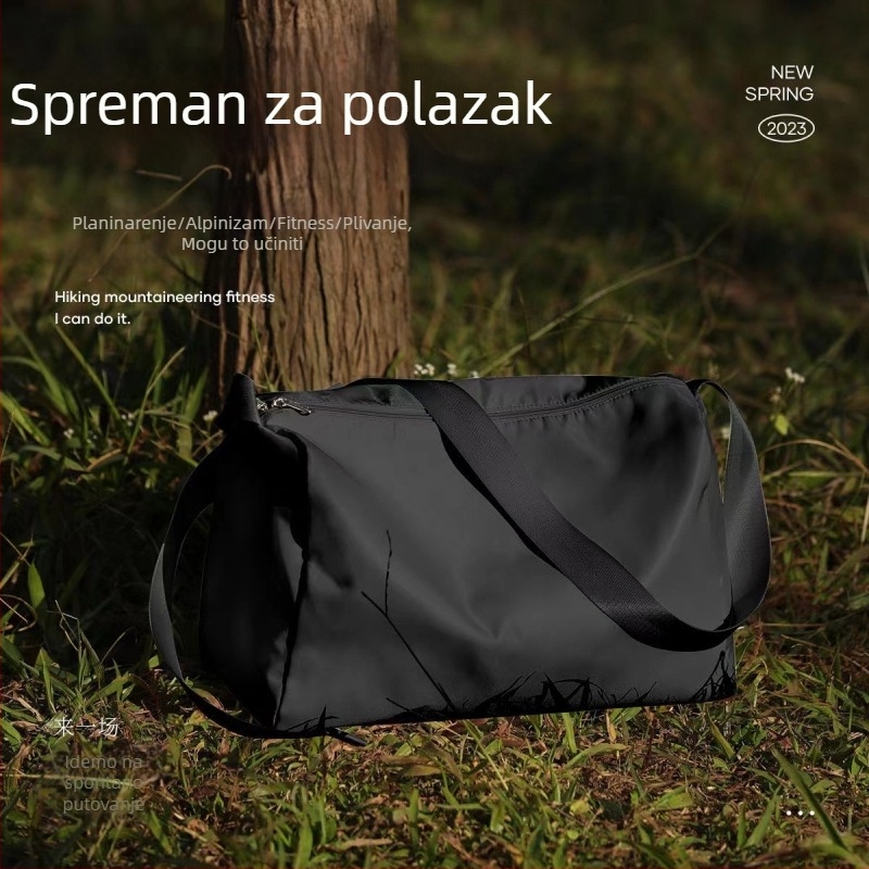 Torba za putovanje i fitness s odjeljivanjem suhih i mokrih, vodootporna, poliester, kapacitet 20–35 L, gradski minimalistički stil