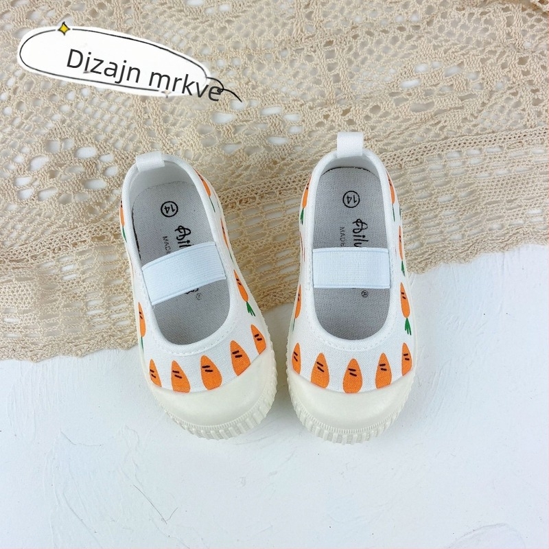 Dječje platnene slip-on tenisice za djevojčice, s elastičnim trakama, niskim vrhom, platnenim gornjim dijelom, gumom protiv klizanja