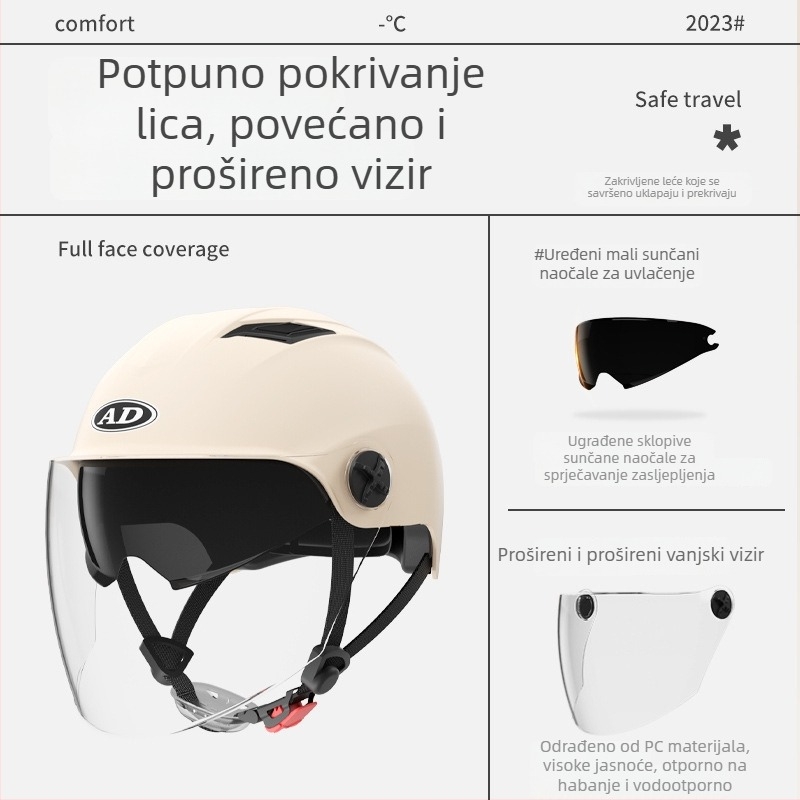 Motorska kaciga ABS (3C certifikat, polukaciga, za odrasle, sve sezone)