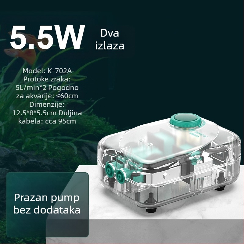 Baker akvarijska pumpa za kisik – tiha mehanička aerator, visoke snage, Nije uvezeno, težina 2000 g