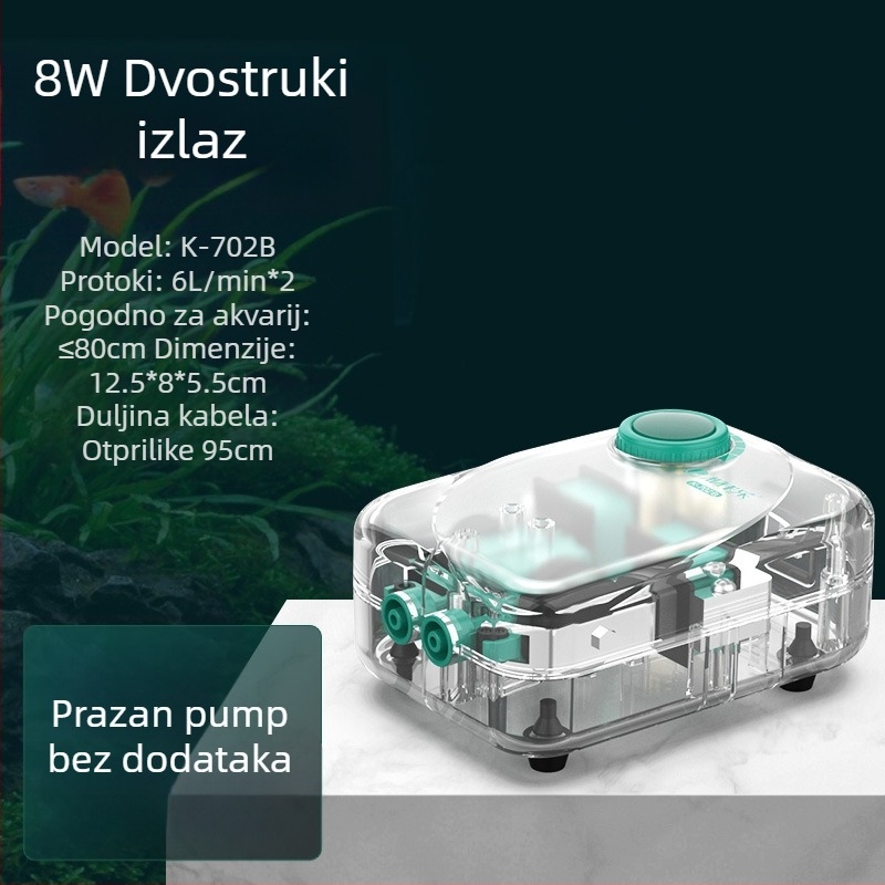 Baker akvarijska pumpa za kisik – tiha mehanička aerator, visoke snage, Nije uvezeno, težina 2000 g