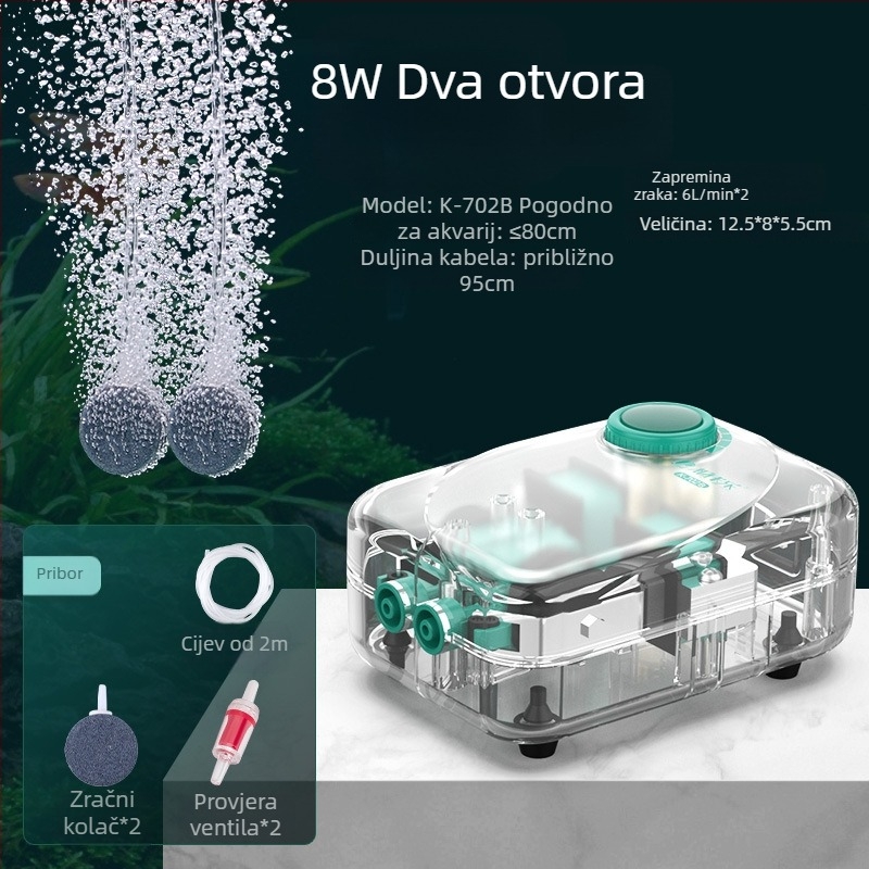 Baker akvarijska pumpa za kisik – tiha mehanička aerator, visoke snage, Nije uvezeno, težina 2000 g