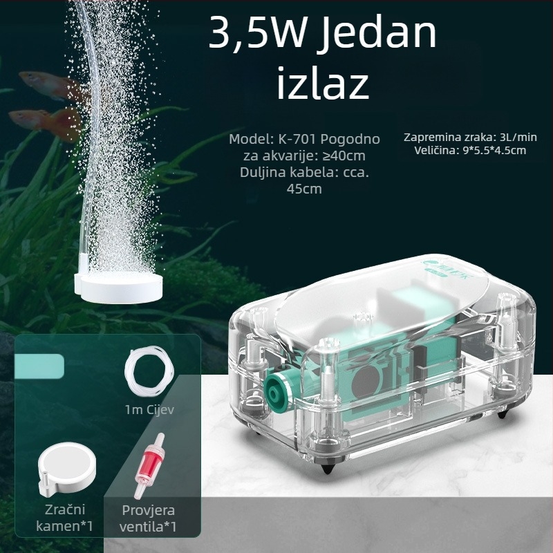 Baker akvarijska pumpa za kisik – tiha mehanička aerator, visoke snage, Nije uvezeno, težina 2000 g