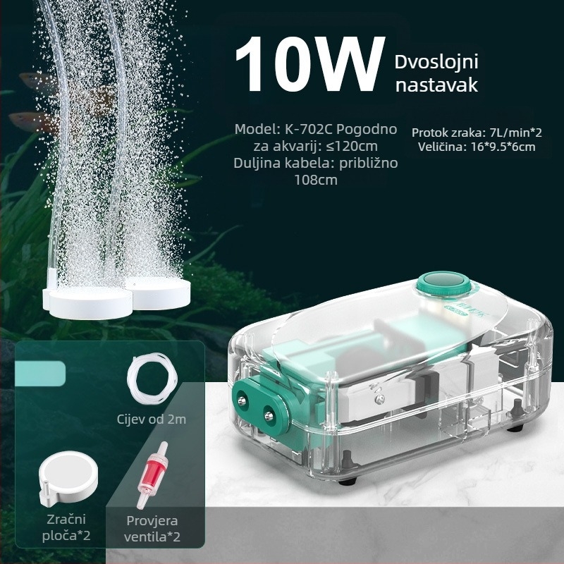 Baker akvarijska pumpa za kisik – tiha mehanička aerator, visoke snage, Nije uvezeno, težina 2000 g