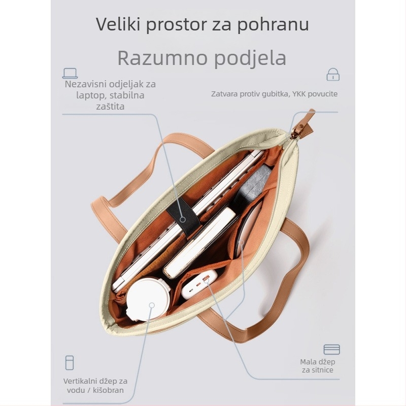 Torba za prijenosno računalo - Taikesen, gradski minimalistički stil, Oxford tkanina, zatvarač