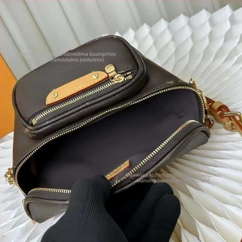 Fisk Mini Bumbag – Kožna torbica za struk s monogram printom, lančana naramenica/crossbody, zatvarač, platnena podstava, ID pretinac, 3D vanjski dio, street fashion, proljeće 2025
