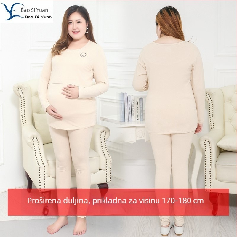 Trudnički set za dojenje s dugim rukavima, 95% pamuk, otvor za dojenje, japansko-korejski opušteni stil