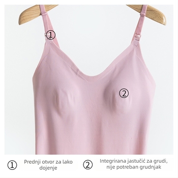 Trudnički top za dojenje, Sling stil, bez rukava, najlon 50–70%, 161–180 g/m², pogodno za sve sezone