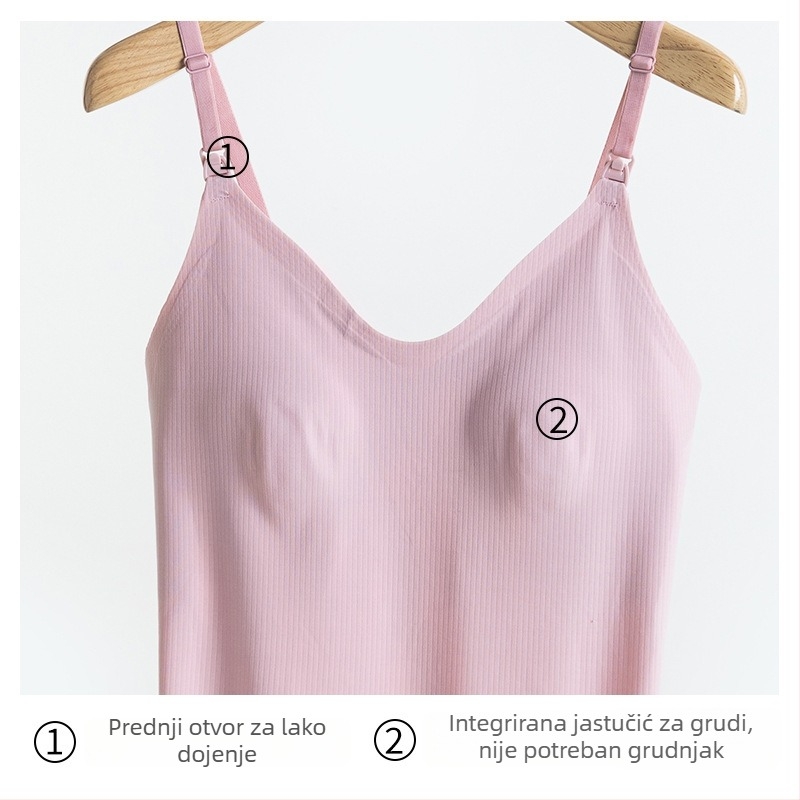 Trudnički top za dojenje, Sling stil, bez rukava, najlon 50–70%, 161–180 g/m², pogodno za sve sezone