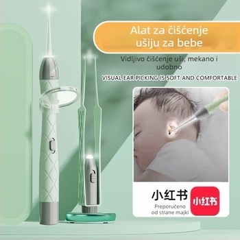 Svjetleći žličica za uho set, puni se, dvostruki izvor svjetla, vizualna inspekcija ušnog kanala, PVC