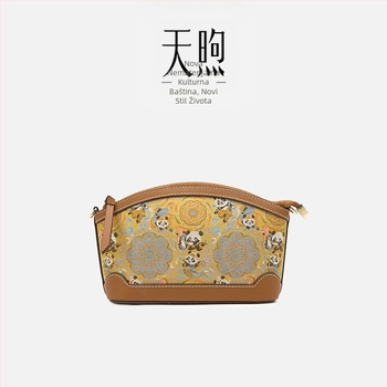 Ženska kožna crossbody torba, literarno-nacionalnog stila, koža prvog sloja, zip zatvarač, poliester podstava, trodimenzionalni vanjski dizajn