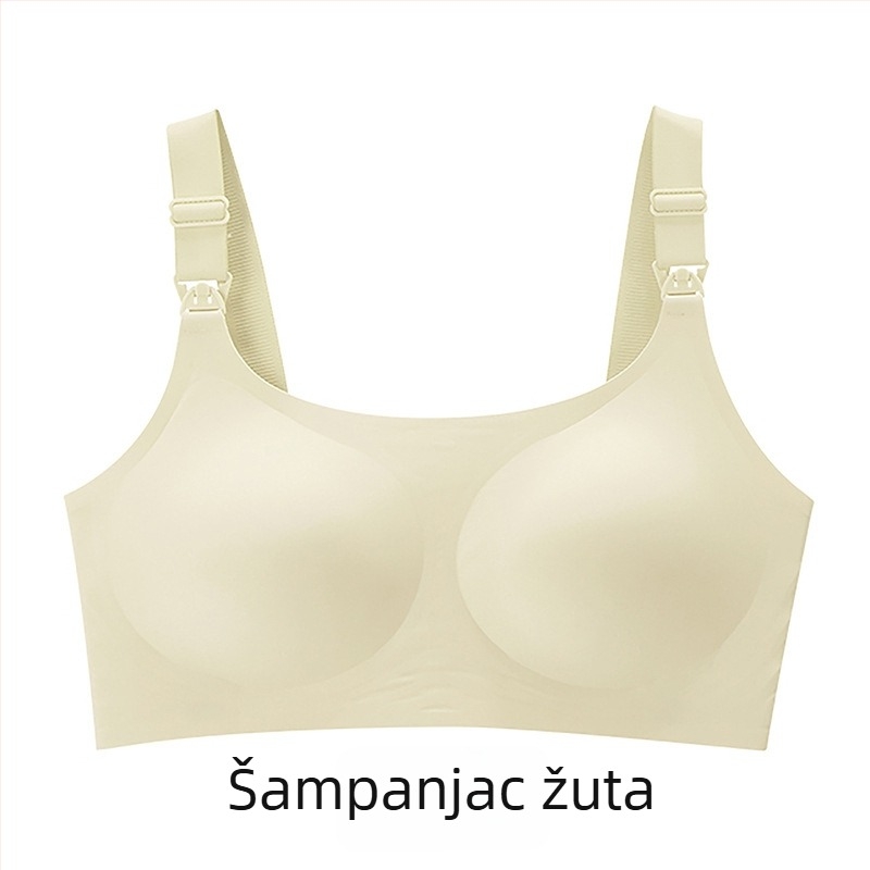 Dojavljajući grudnjak za trudnoću s tankim oblikovanim košaricama, stražnje četiri reda zatvarača, fiksni dvostruki naramenici, materijal najlon, podstava od elastana 30–50%