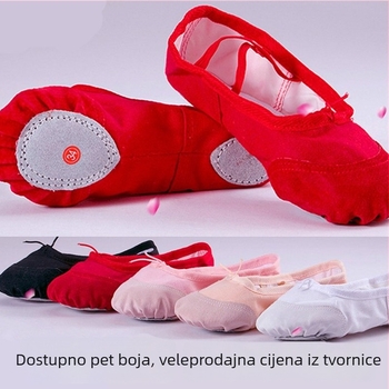 Dječje plesne cipele, unisex, mekana potplata, platnene s kožnim vrhom prsta, stil mačje šape