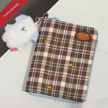 Putnički držač za putovnicu — Vintage karirani organizator kartica s pohranom karata, 600D Oxford tkanina, oblik ručne torbe, japanski stil