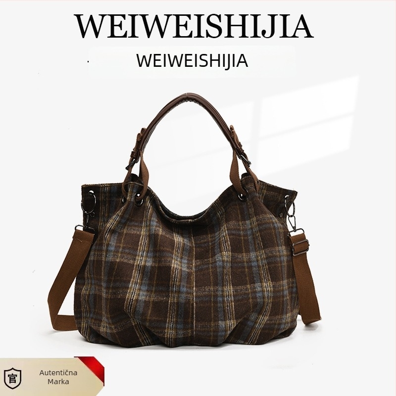 Corduroy tote torba, velika kapaciteta, zatvaranje zipom, unutarnji džepovi (zip džep, džep za telefon)
