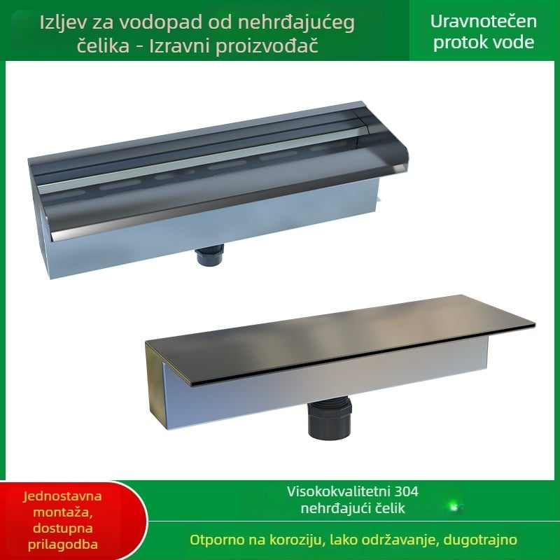 Izlaz za vodopad od nehrđajućeg čelika za vanjski vodeni dodatak s raspršivanjem na prednjoj stijenci — Značka Half Moon Bay