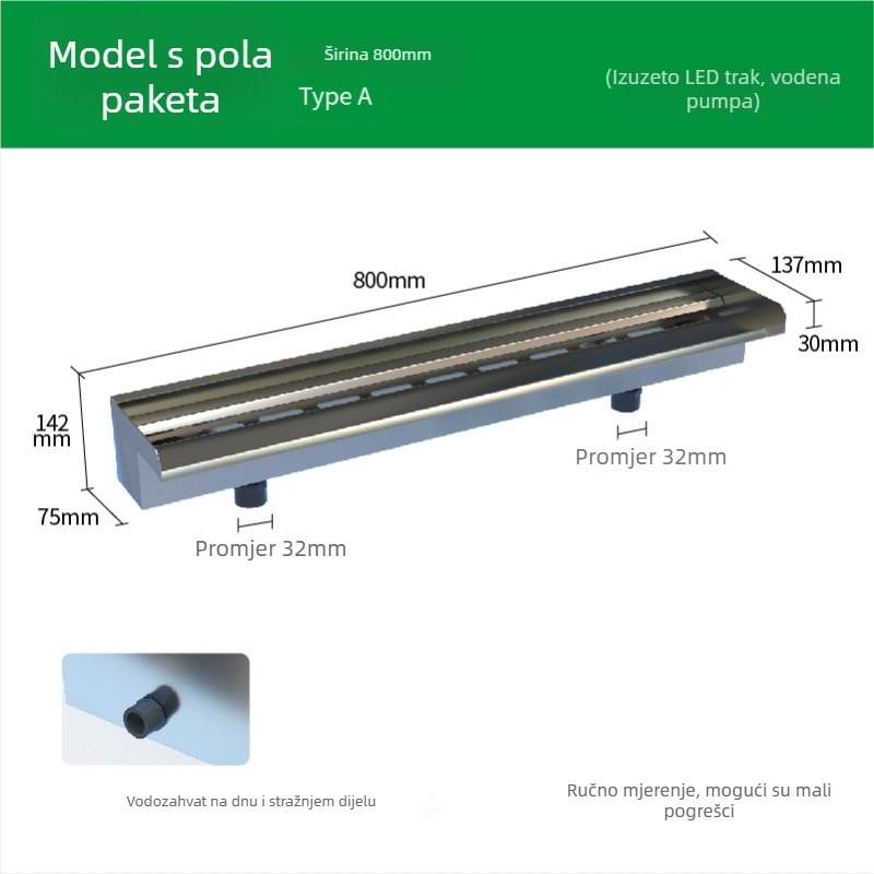 Izlaz za vodopad od nehrđajućeg čelika za vanjski vodeni dodatak s raspršivanjem na prednjoj stijenci — Značka Half Moon Bay