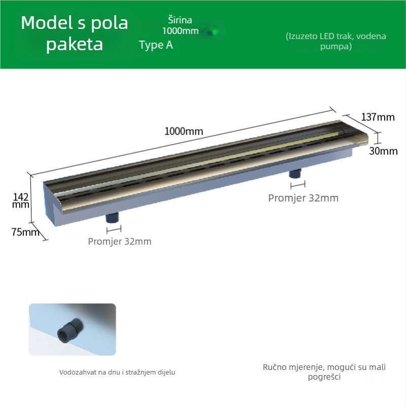 Izlaz za vodopad od nehrđajućeg čelika za vanjski vodeni dodatak s raspršivanjem na prednjoj stijenci — Značka Half Moon Bay