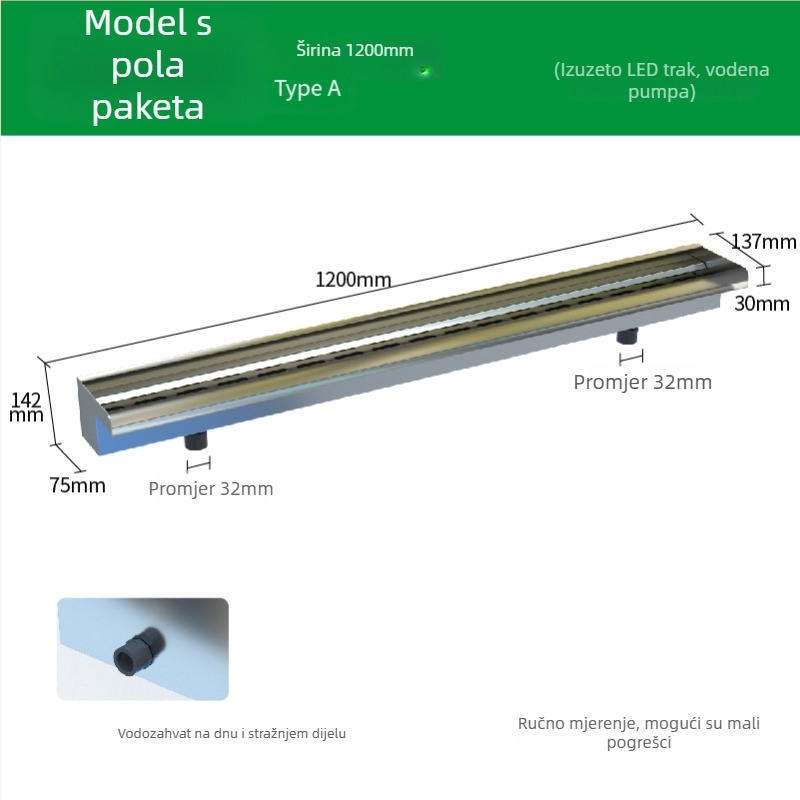 Izlaz za vodopad od nehrđajućeg čelika za vanjski vodeni dodatak s raspršivanjem na prednjoj stijenci — Značka Half Moon Bay