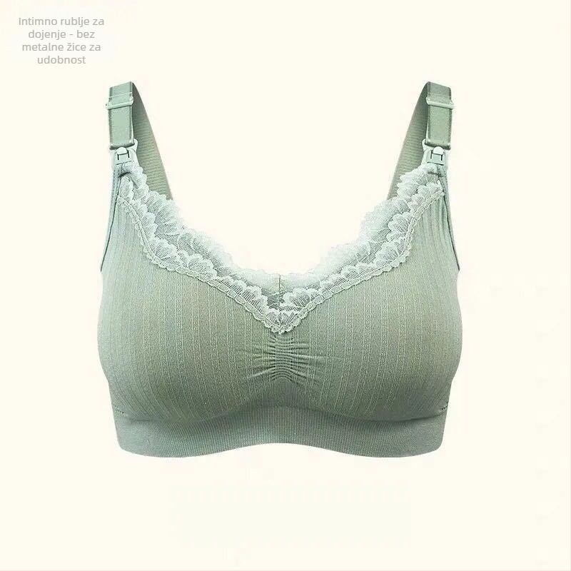 Blue Butterfly Modal grudnjak za dojenje, bežični, besprijekoran, tanke preformirane košarice, čipkana rubna obruba, prozračna podstava, fiksni dvostruki naramenice