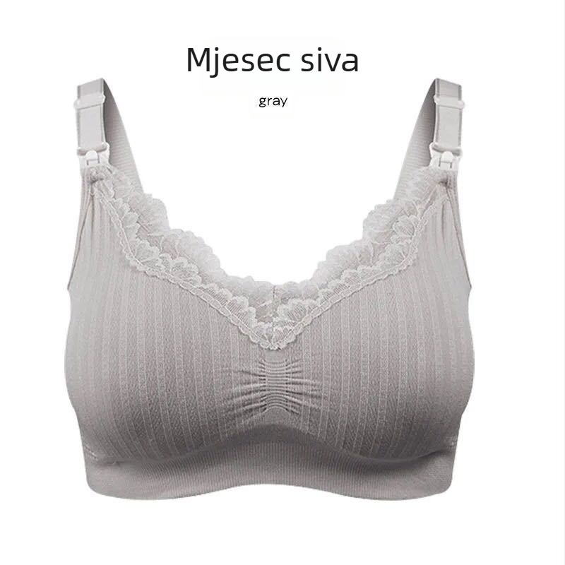 Blue Butterfly Modal grudnjak za dojenje, bežični, besprijekoran, tanke preformirane košarice, čipkana rubna obruba, prozračna podstava, fiksni dvostruki naramenice