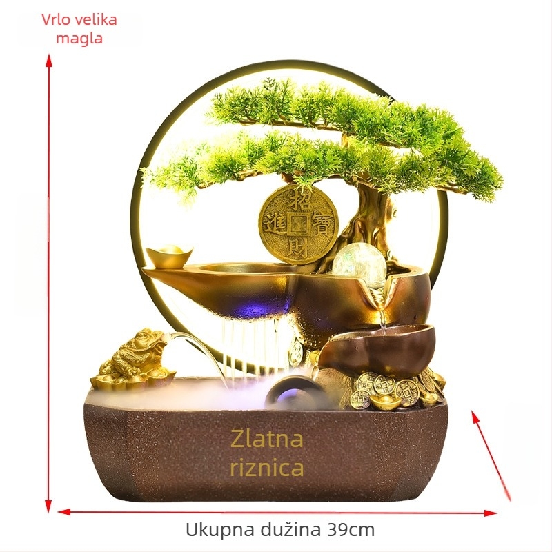 Uredski fontana od smole s tekućom vodom za darove za otvaranje trgovine, dekor prednje blagajne, prilagodljivo, novi kineski stil (Materijal: smola; Prilagodljivo: Da; Površinska tehnologija: Drugo; Pakiranje: Karton)