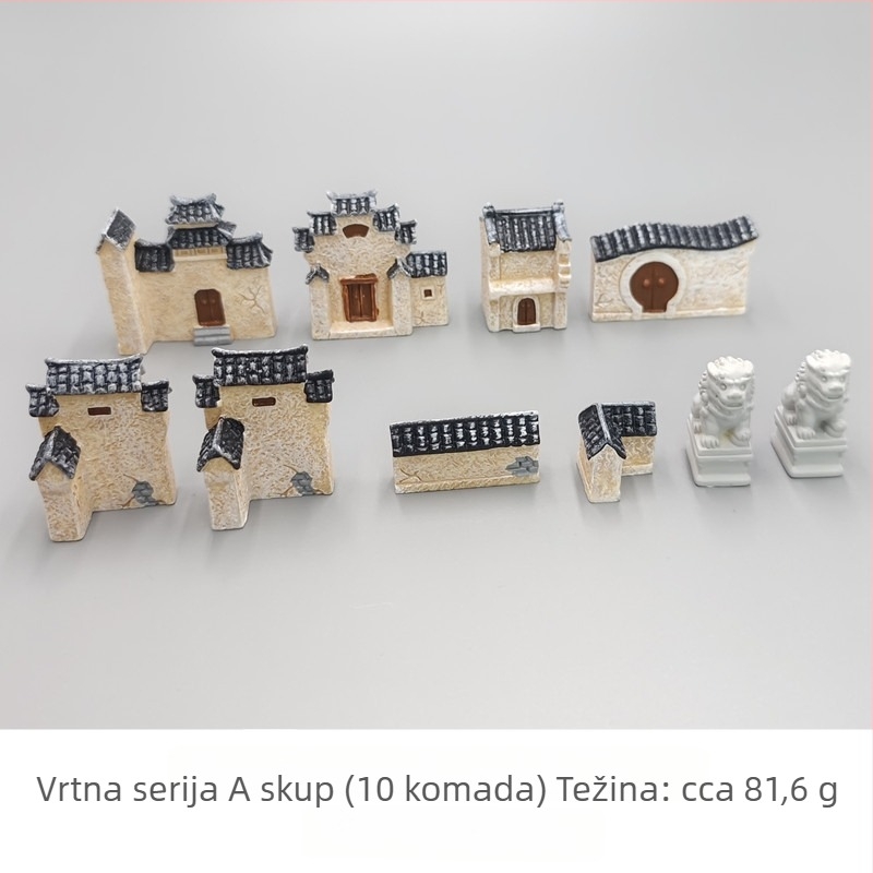 Miniaturni ukras od smole – antički stil vrtna scena s pavilo, lotosom, ribnjakom i lukobranskim mostom (Materijal: smola; Tip materijala: plastika, smola; Kategorija: rukotvorine od smole; Stil: crtani)