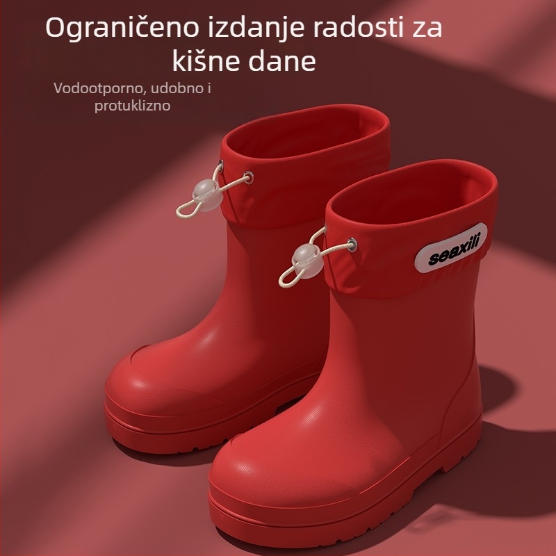 Dječje kišne čizme u japanskom stilu, unisex, PVC, niski kroj, ravna potpetica, za dob 4–12 godina