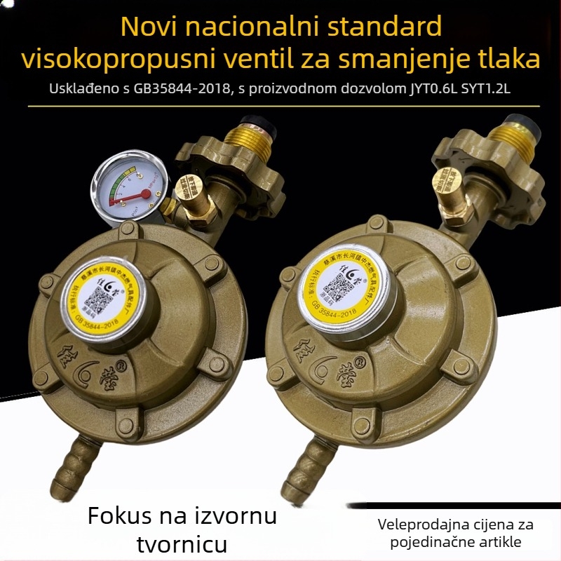Regulator tlaka za tekući plin u bocama, Shengdi marka, aluminijsko tijelo, moderni minimalistički dizajn