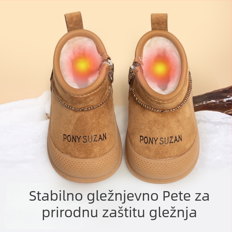 Dječje zimske čizme za uzrast 1–3 godine: gornji dio od velura, TPR potplat, bočni zatvarač, debeli dizajn