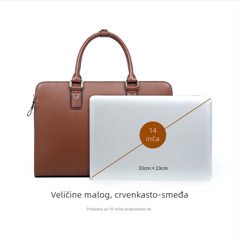 Poslovna torba od prave kože, dvostruka slojevitost goveđe kože, vodootporna, velika zapremina