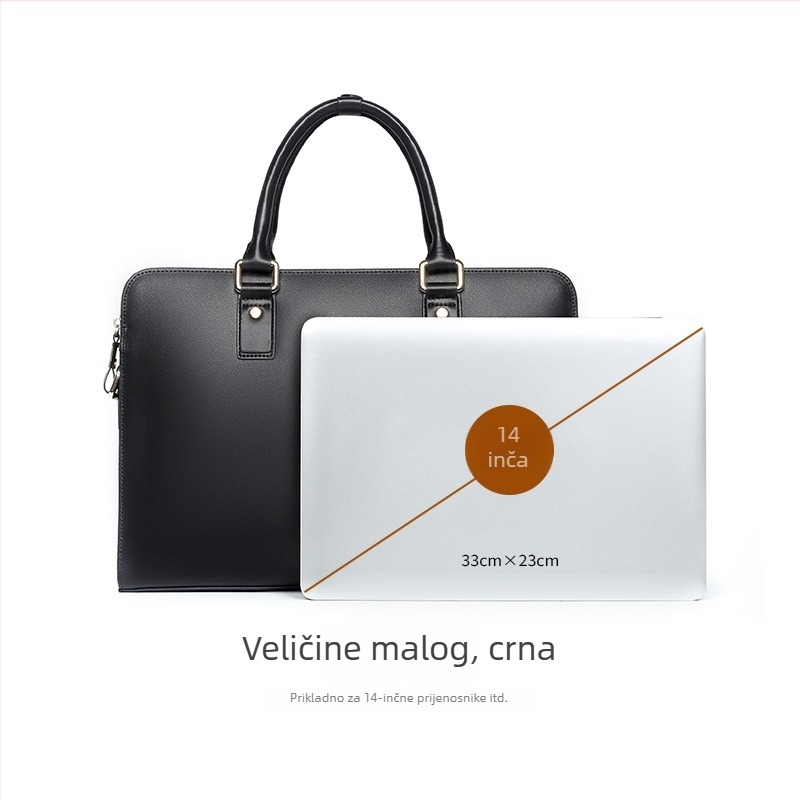 Poslovna torba od prave kože, dvostruka slojevitost goveđe kože, vodootporna, velika zapremina