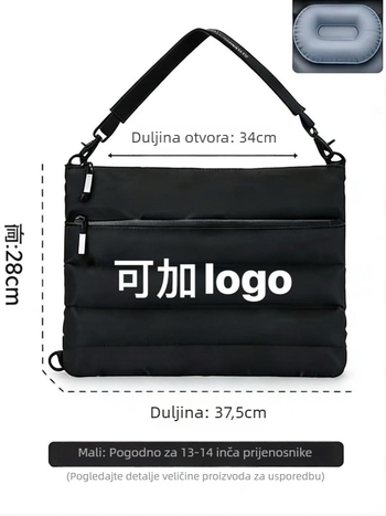 Torba za prijenosno računalo, Oxford platno, prozračna i ultralagana, podstavljena ručka, protivpadanje i apsorpcija udaraca, gradski minimalistički dizajn, crossbody preko ramena