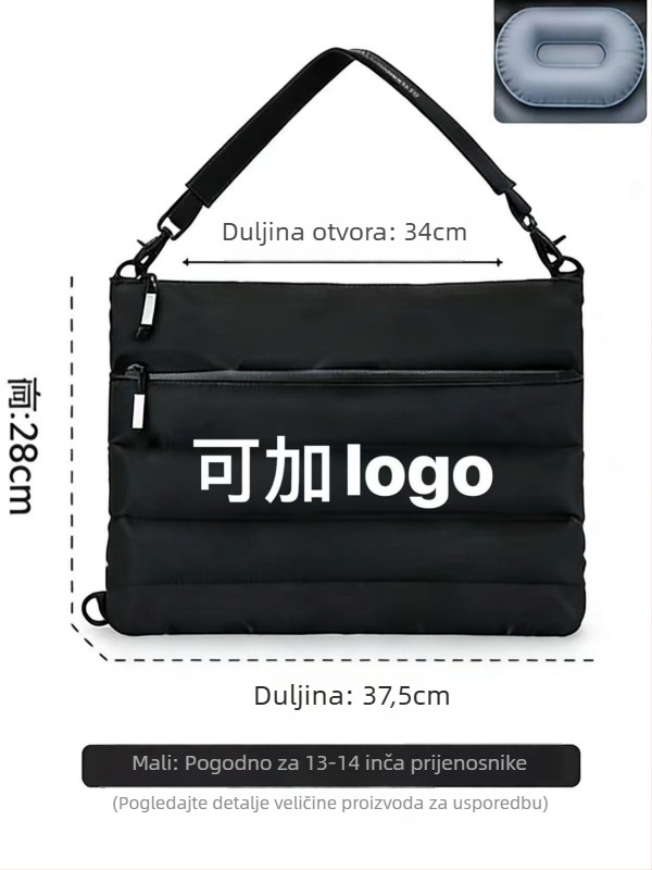Torba za prijenosno računalo, Oxford platno, prozračna i ultralagana, podstavljena ručka, protivpadanje i apsorpcija udaraca, gradski minimalistički dizajn, crossbody preko ramena