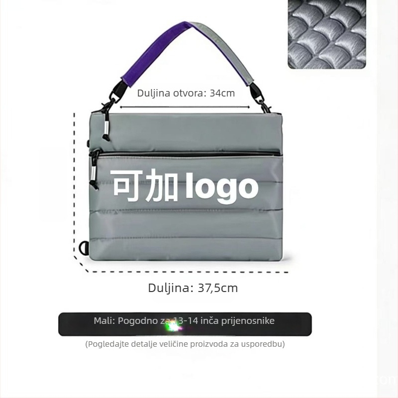 Torba za prijenosno računalo, Oxford platno, prozračna i ultralagana, podstavljena ručka, protivpadanje i apsorpcija udaraca, gradski minimalistički dizajn, crossbody preko ramena