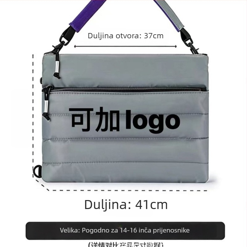 Torba za prijenosno računalo, Oxford platno, prozračna i ultralagana, podstavljena ručka, protivpadanje i apsorpcija udaraca, gradski minimalistički dizajn, crossbody preko ramena