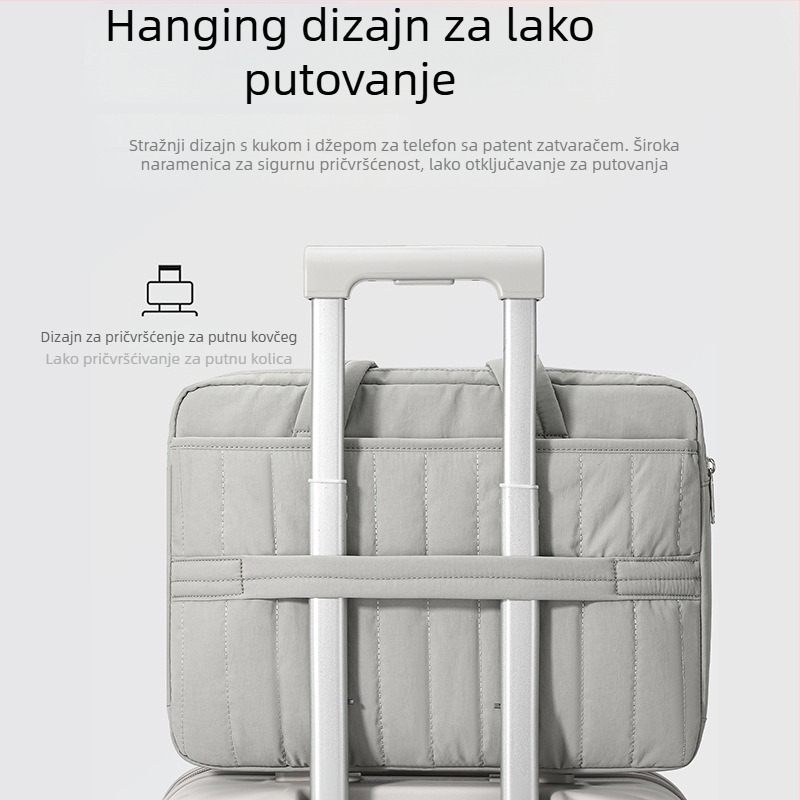 Tanka tvrda torba za prijenosno računalo preko ramena, velika zapremina, jednostavan gradski dizajn; materijal najlon, podstava poliester; unisex; izdanje Zima 2025