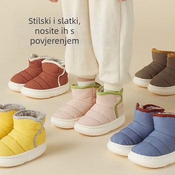 Dječje zimske papuče s plišanim podstavkom, unutarnja antislip PVC potplat, Velcro zatvarač, debeli dizajn