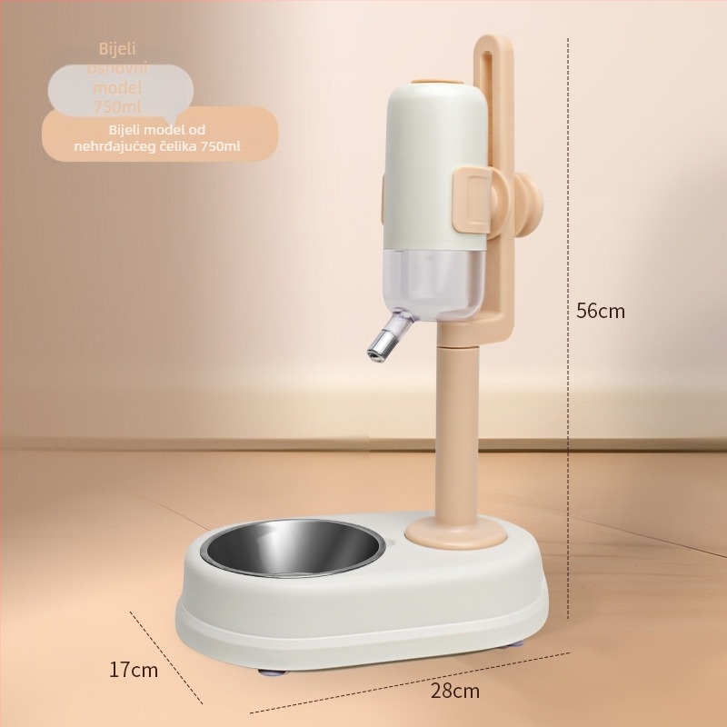 Automatsko napajanje i hranjenje kućnih ljubimaca s dvostrukim posudama od nehrđajućeg čelika, otporno na udarce, podesivo hranjenje