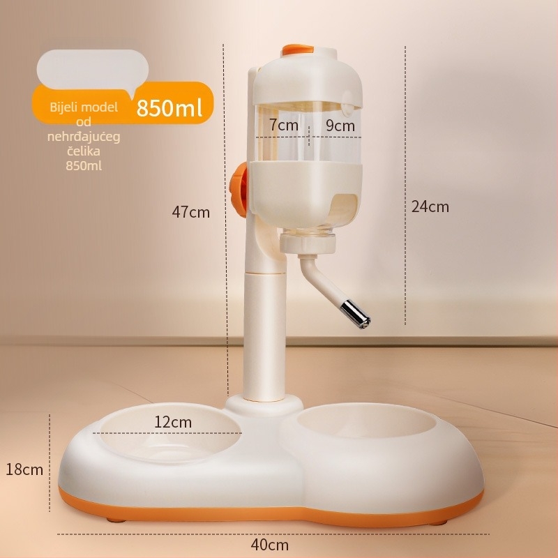 Automatsko napajanje i hranjenje kućnih ljubimaca s dvostrukim posudama od nehrđajućeg čelika, otporno na udarce, podesivo hranjenje