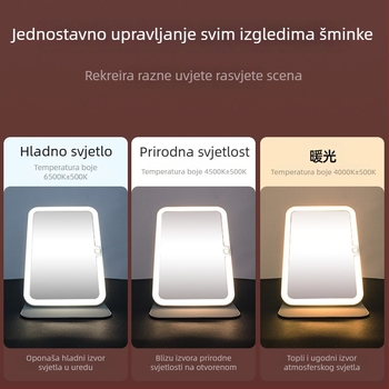 Ogledalo za šminkanje s rasvjetom, prijenosno, sklopivo, ABS okvir, reflektirajuća površina