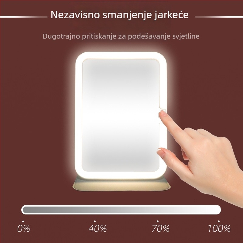 Ogledalo za šminkanje s rasvjetom, prijenosno, sklopivo, ABS okvir, reflektirajuća površina