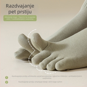 Ženske čarape s pet prstiju, do srednjeg lista, pamuk, protuklizne, upijaju znoj, sportski stil