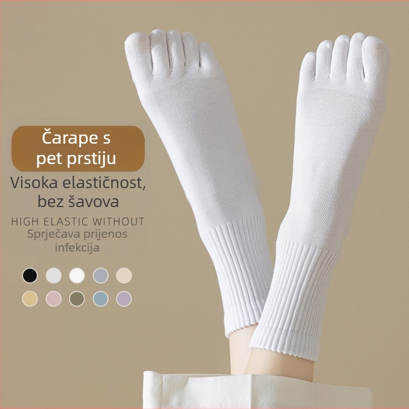 Ženske čarape s pet prstiju, do srednjeg lista, pamuk, protuklizne, upijaju znoj, sportski stil