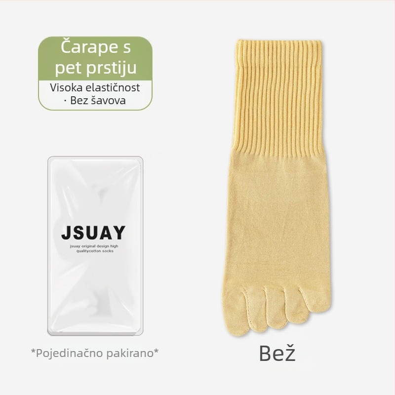 Ženske čarape s pet prstiju, do srednjeg lista, pamuk, protuklizne, upijaju znoj, sportski stil