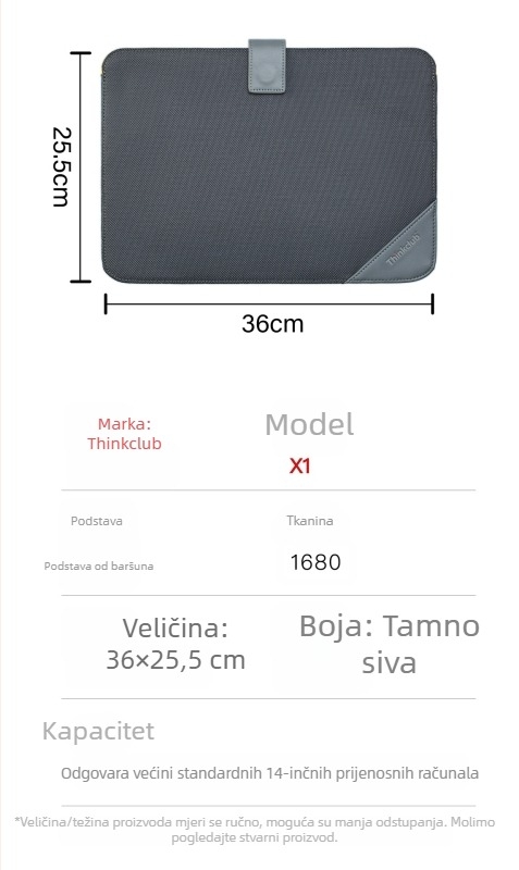 Crna lagana torbica za prijenosno računalo s baršunastom podstavom i zaštitom od udaraca, unutarnja torba za putovanje za 14-inčni laptop
