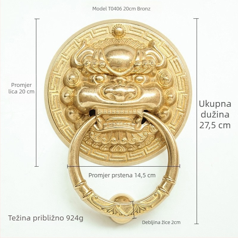 Mesingani vratni prsten s glavama zvijeri – Lav, Tigar i Kirin; Novi kineski stil, Die-Casting lijevanje, površinska ugradnja
