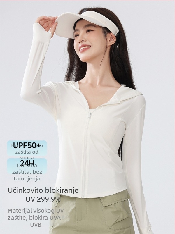 Ženska jakna za UV zaštitu UPF50+ s Ice Silk, Slim Fit, dugi rukav sa zipom, 80-90% poliester